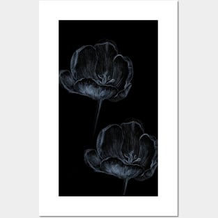 Black and blue flower Posters and Art